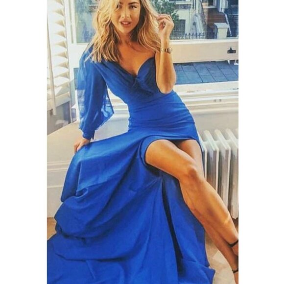 ELLE ZEITOUNE Charles One Shoulder Gown in Blue Size Large - Picture 5 of 14